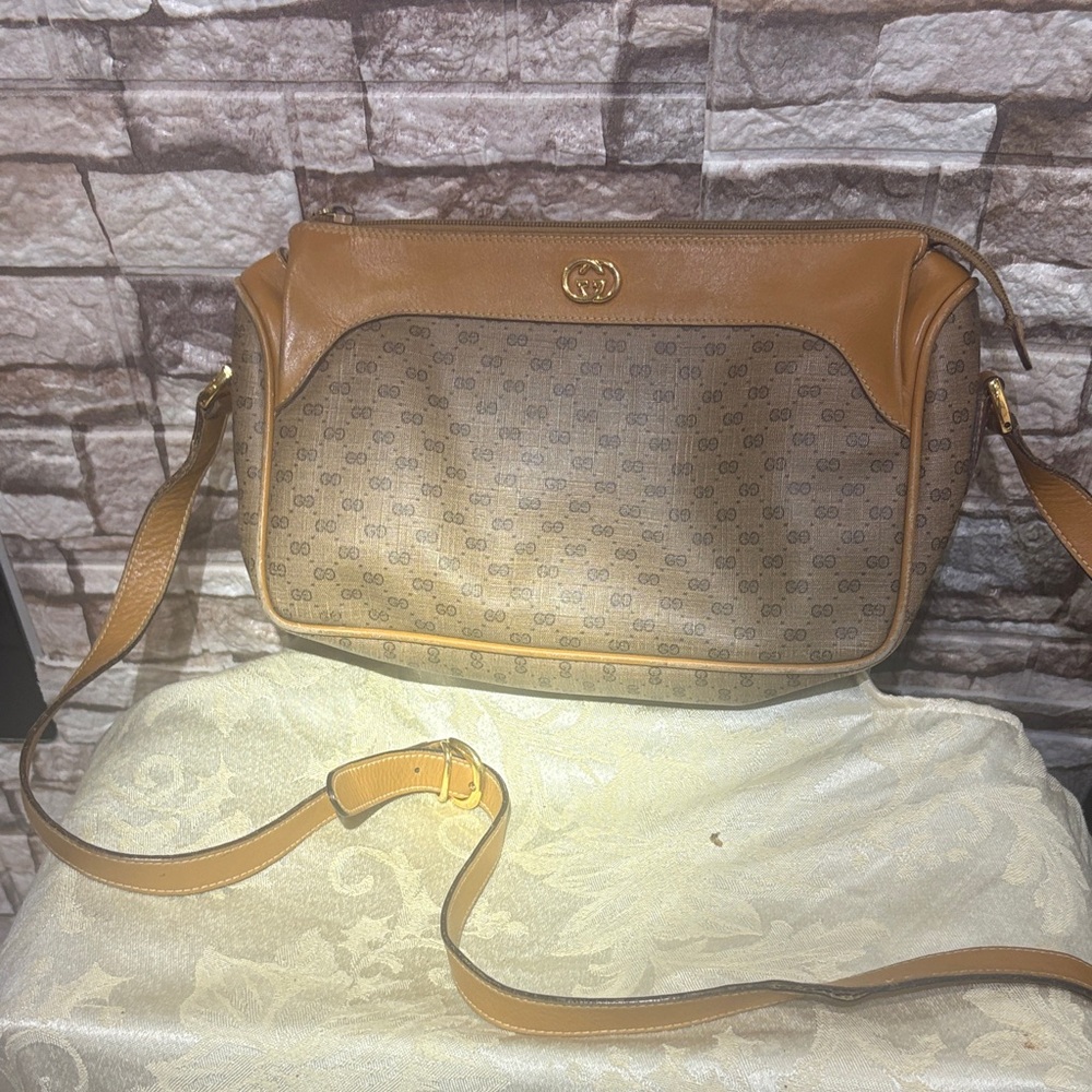 Gucci Tan/Brown Monogram Crossbody Bag